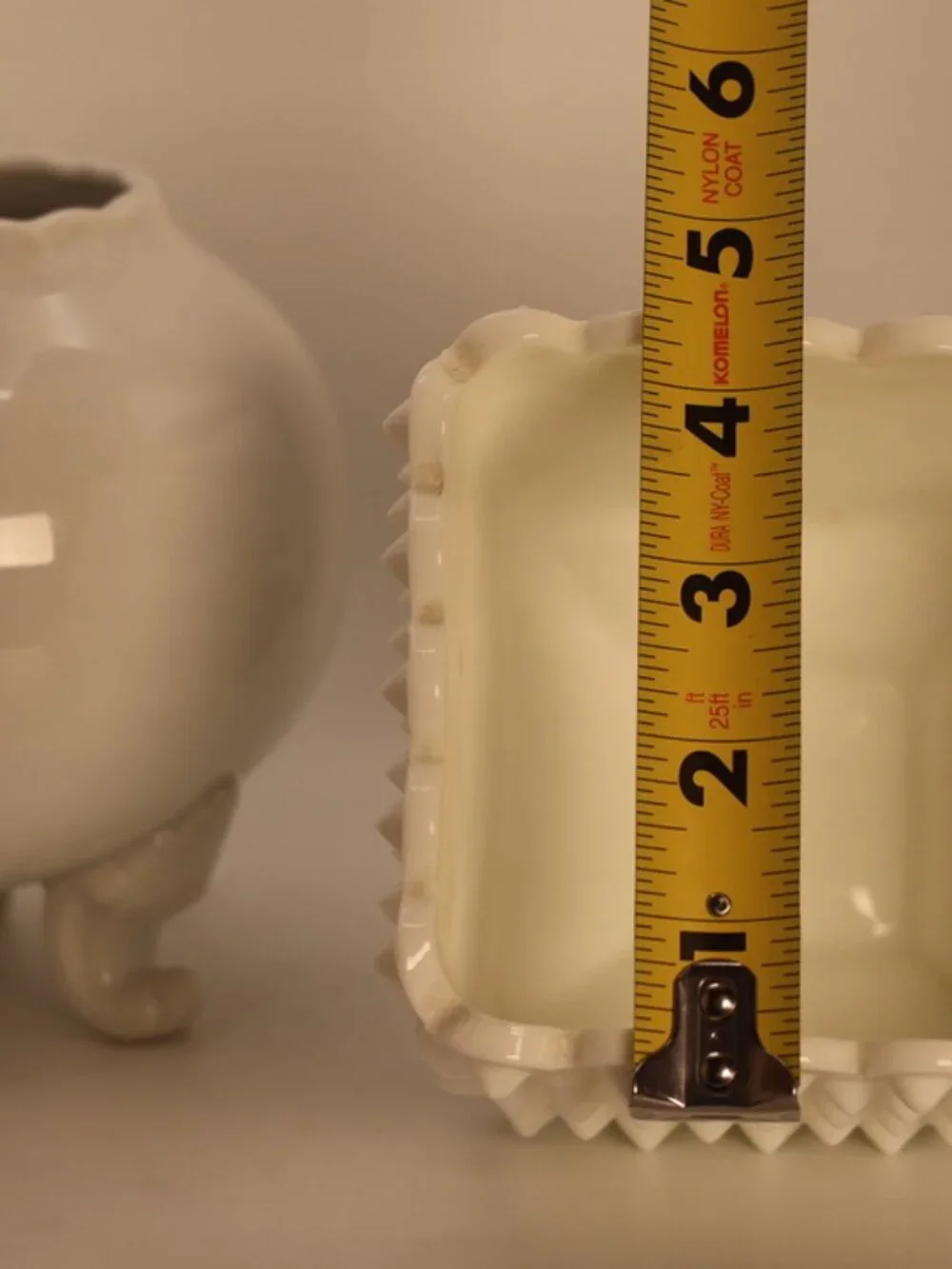 Vintage White Milk Glass Hobnail Planter & Footed Vase Set